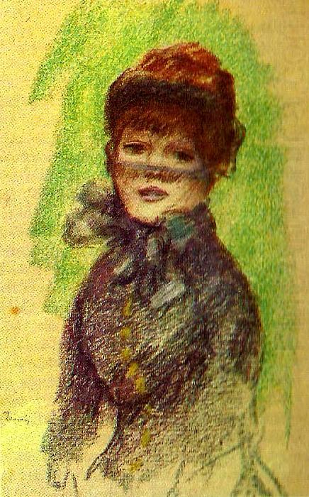 flicka med hatt och flor, Pierre-Auguste Renoir